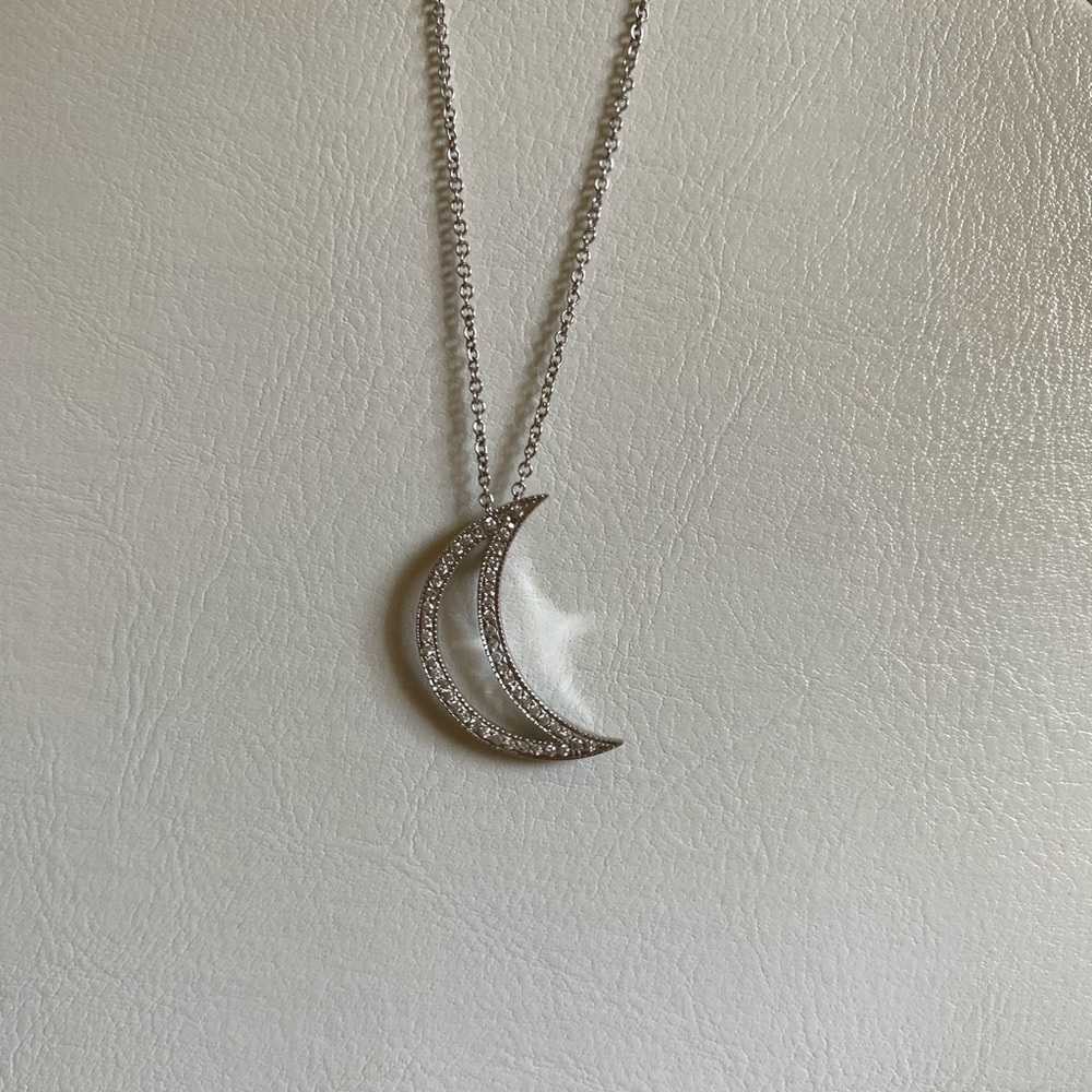 Silver/Crystal Crescent Moon Necklace